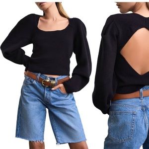 Free People Black Open-Back Sweater